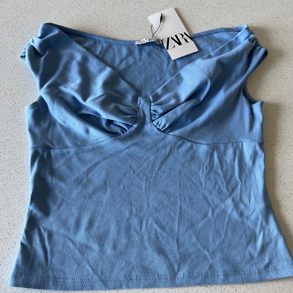 Zara Off Shoulder Cotton Crop Top